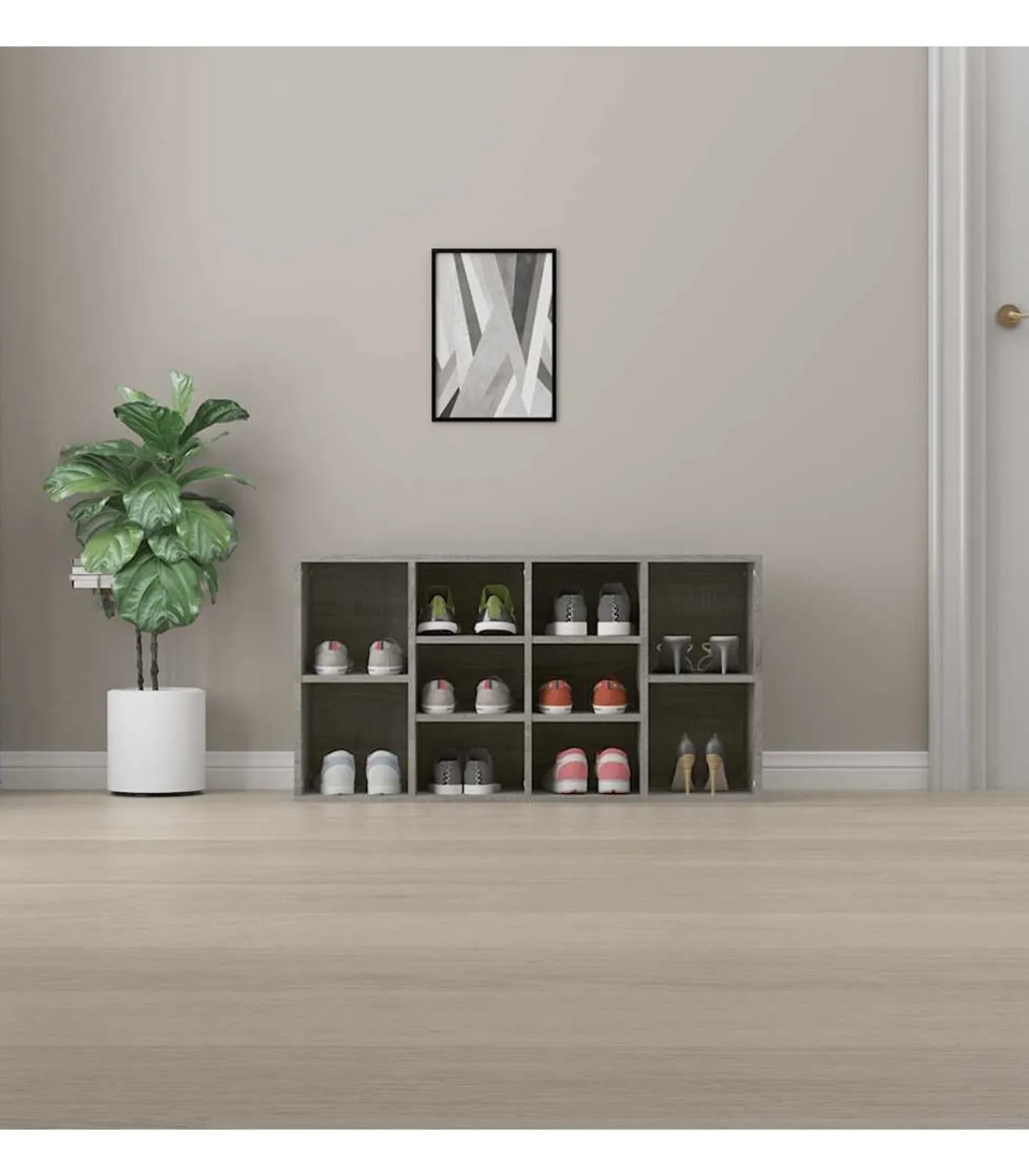 Clearance Schoenenbank 103x30x55 cm bewerkt hout grijs sonoma eiken Organiseren