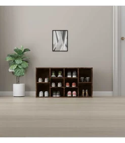 vidaXL Schoenenbank 103x30x55 cm bewerkt hout gerookt eikenkleurig