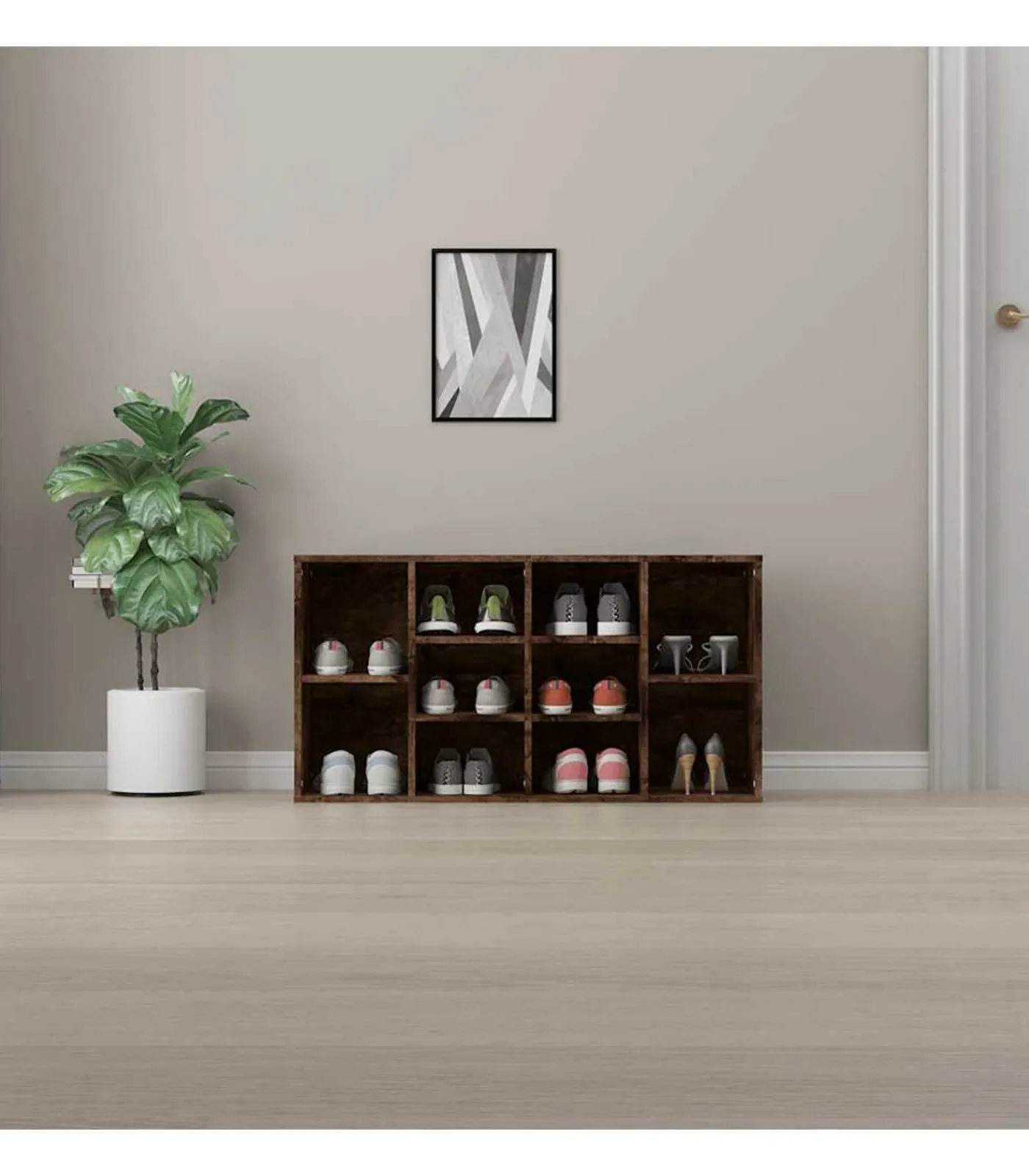 vidaXL Schoenenbank 103x30x55 cm bewerkt hout gerookt eikenkleurig