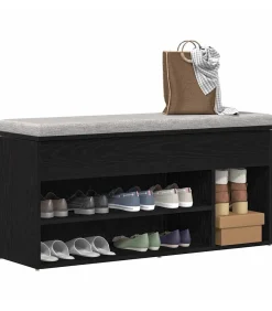 vidaXL Schoenenbank 102x30,5x45 cm spaanplaat zwart eikenkleurig