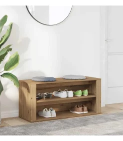 vidaXL Schoenenbankje 100x35x45 cm bewerkt hout artisanaal eikenkleur