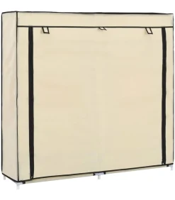 vidaXL Schoenenkast met hoes 115x28x110 cm stof crème