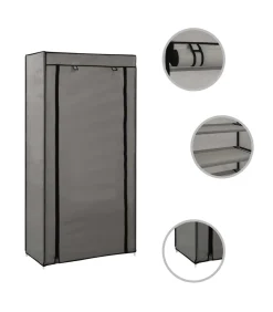 vidaXL Schoenenkast met hoes 58x28x106 cm stof grijs