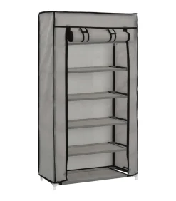 vidaXL Schoenenkast met hoes 58x28x106 cm stof grijs