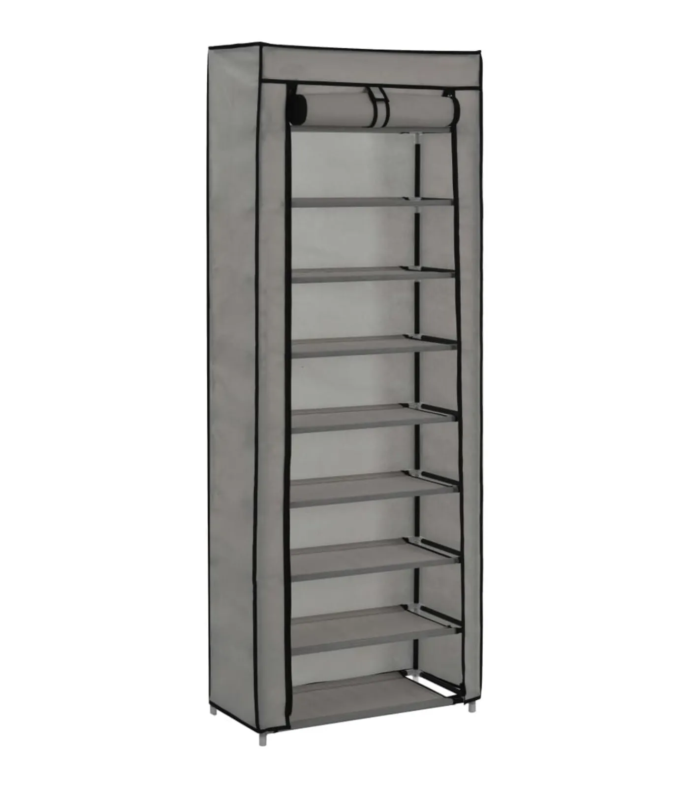 vidaXL Schoenenkast met hoes 57x29x162 cm stof grijs