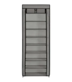 vidaXL Schoenenkast met hoes 57x29x162 cm stof grijs