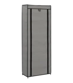 vidaXL Schoenenkast met hoes 57x29x162 cm stof grijs
