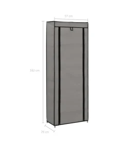 vidaXL Schoenenkast met hoes 57x29x162 cm stof grijs