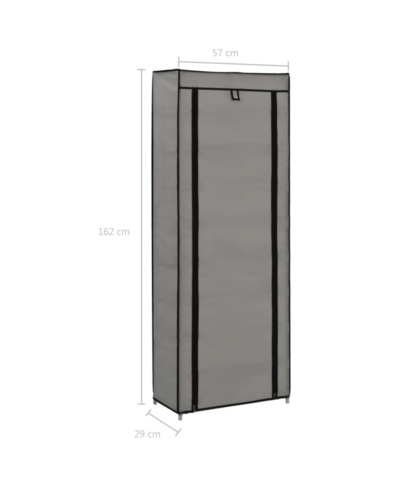 vidaXL Schoenenkast met hoes 57x29x162 cm stof grijs