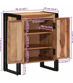 vidaXL Schoenenkast met plank Zwart 30 x 30 x 40 cm Massief acaciahout