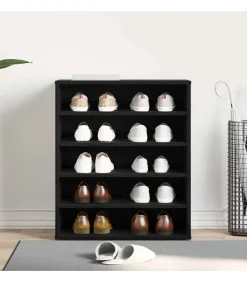 Discount Schoenenkast met plank Zwart eiken 60 x 35 x 70 cm Bewerkt hout Organiseren