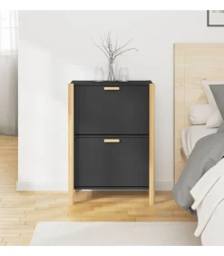 vidaXL Schoenenkast 57,5x33x80 cm bewerkt hout zwart