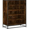 vidaXL Schoenenkast 75x38x97,5 cm bewerkt hout en metaal gerookt eiken