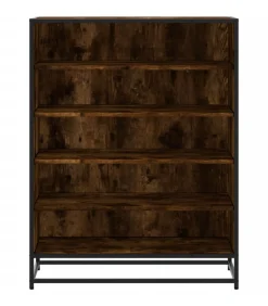 vidaXL Schoenenkast 75x38x97,5 cm bewerkt hout en metaal gerookt eiken