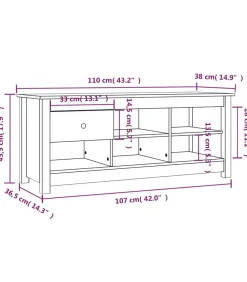 vidaXL Schoenenkast 110x38x45,5 cm massief grenenhout zwart