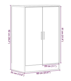 Online Schoenenkast 60x35x92 cm spaanplaat zwart eikenkleurig Organiseren