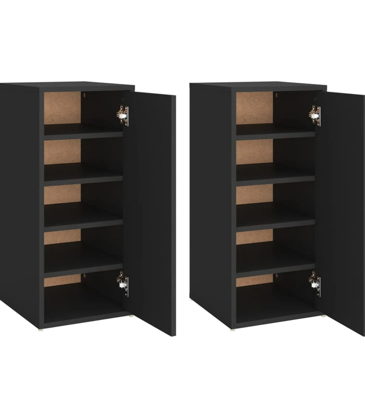 vidaXL Schoenenkasten 2 st 32x35x70 cm spaanplaat zwart