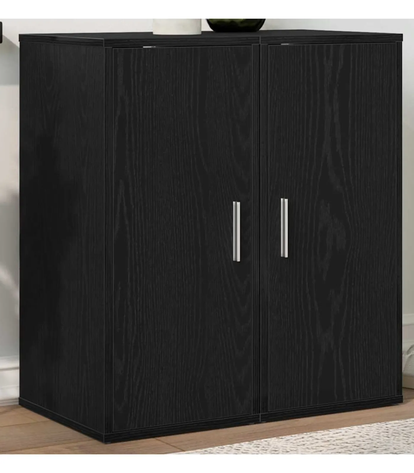 vidaXL Schoenenkasten 32x35x70 cm spaanplaat 2 st zwart eikenkleurig