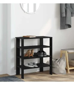 vidaXL Schoenenrek 61x32x70 cm bewerkt hout zwart