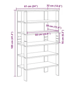 vidaXL Schoenenrek 61x32x105 cm bewerkt hout bruin eikenkleur