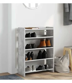 vidaXL Schoenenrek 60x25x62 cm bewerkt hout betongrijs