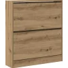 vidaXL Schoenkast Gerookt eiken 80 x 21 x 87.5 cm Bewerkt hout