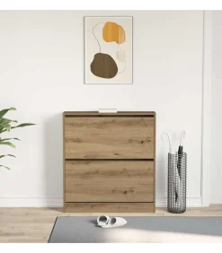 vidaXL Schoenkast Gerookt eiken 80 x 21 x 87.5 cm Bewerkt hout