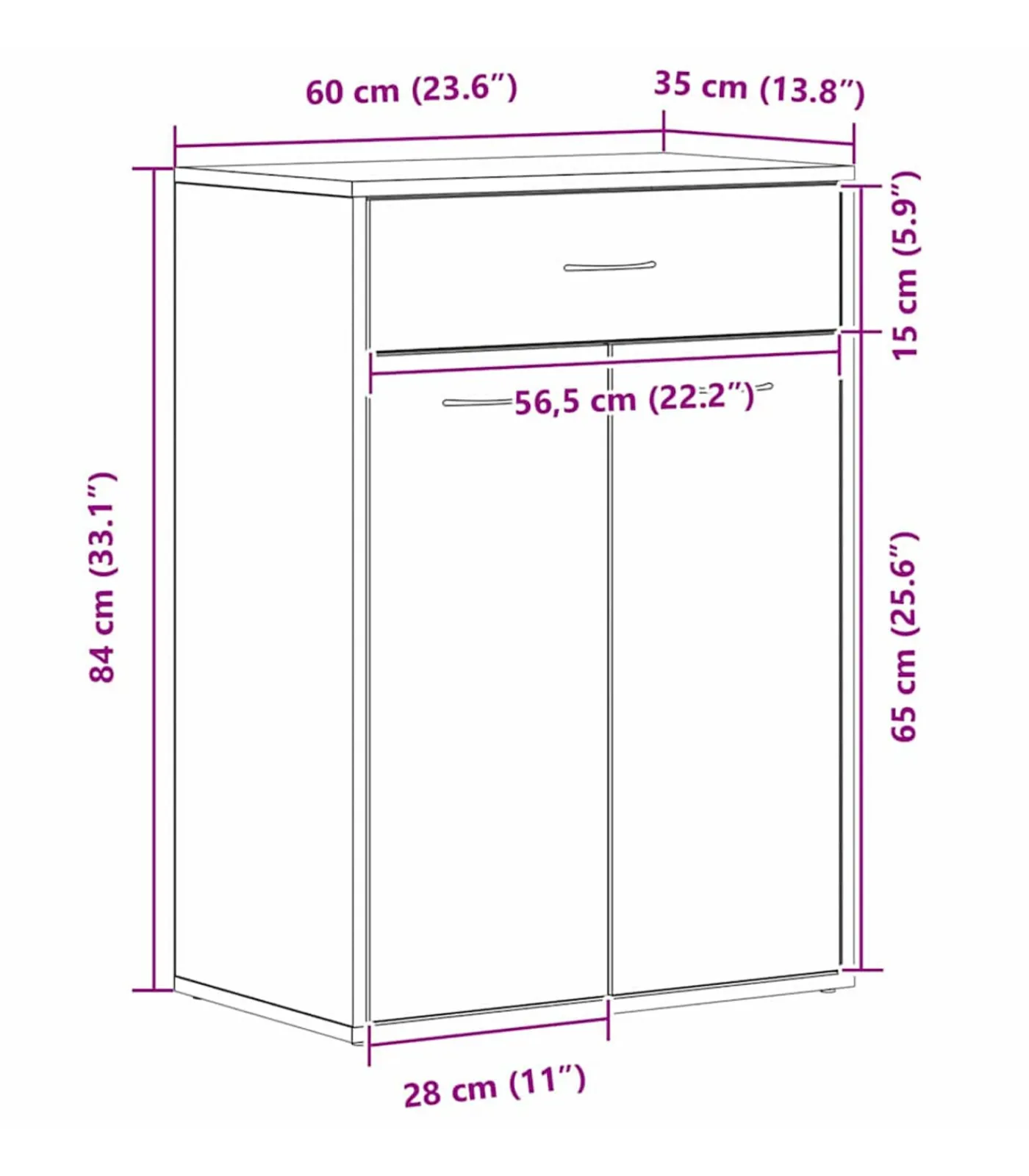 Sale Schoenrek met lade Zwart eiken 60 x 35 x 84 cm Bewerkt hout Organiseren
