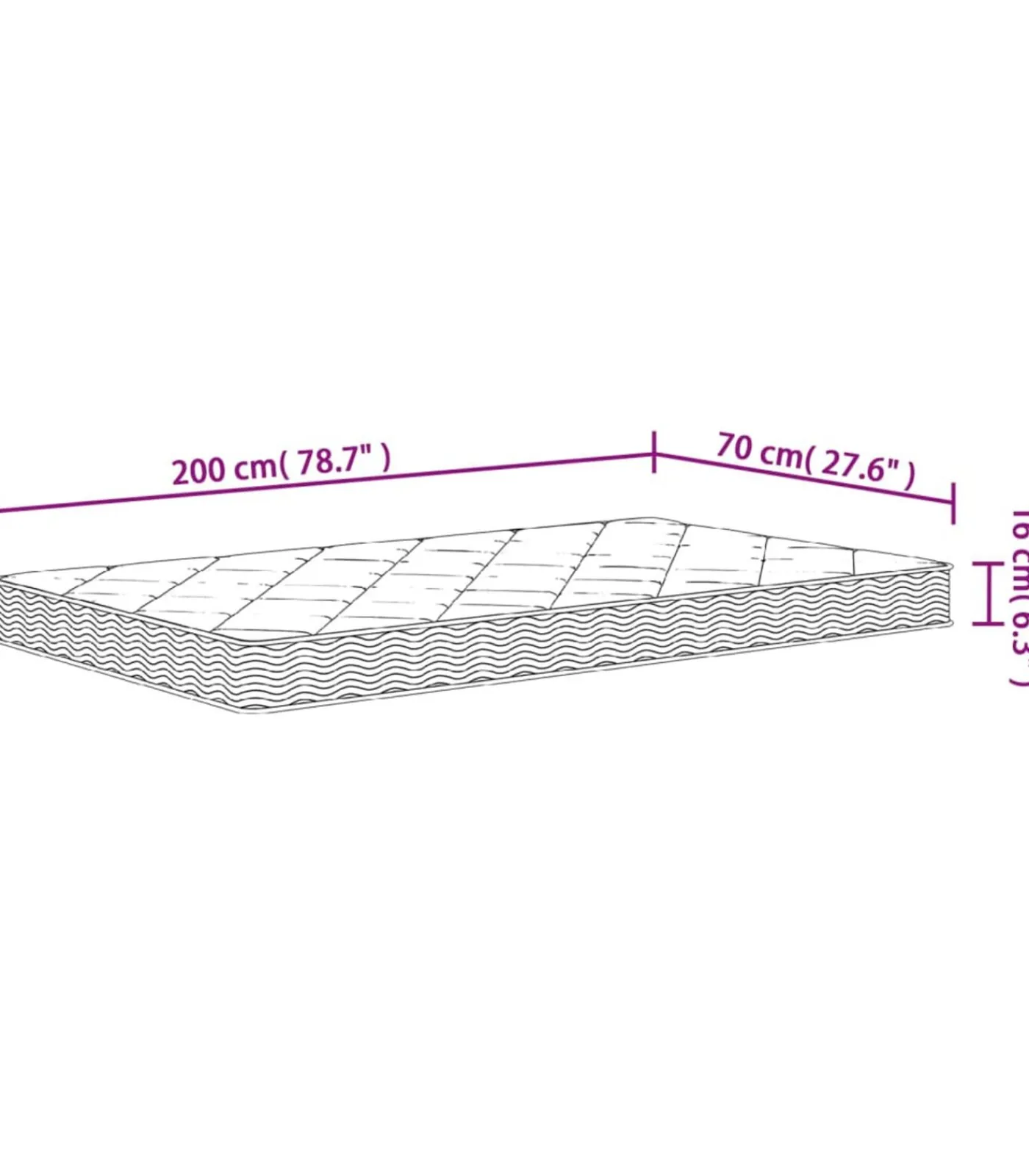 vidaXL Schuimmatras middelzacht 70x200 cm
