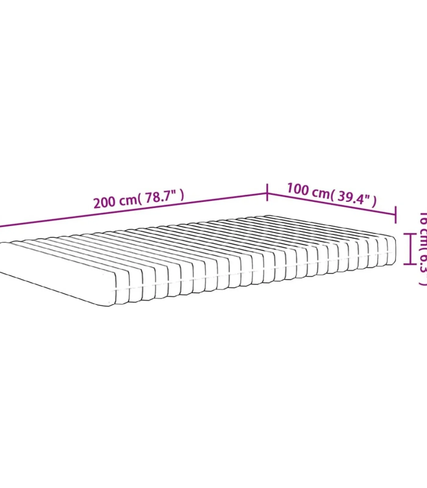 vidaXL Schuimmatras middelzacht 100x200 cm