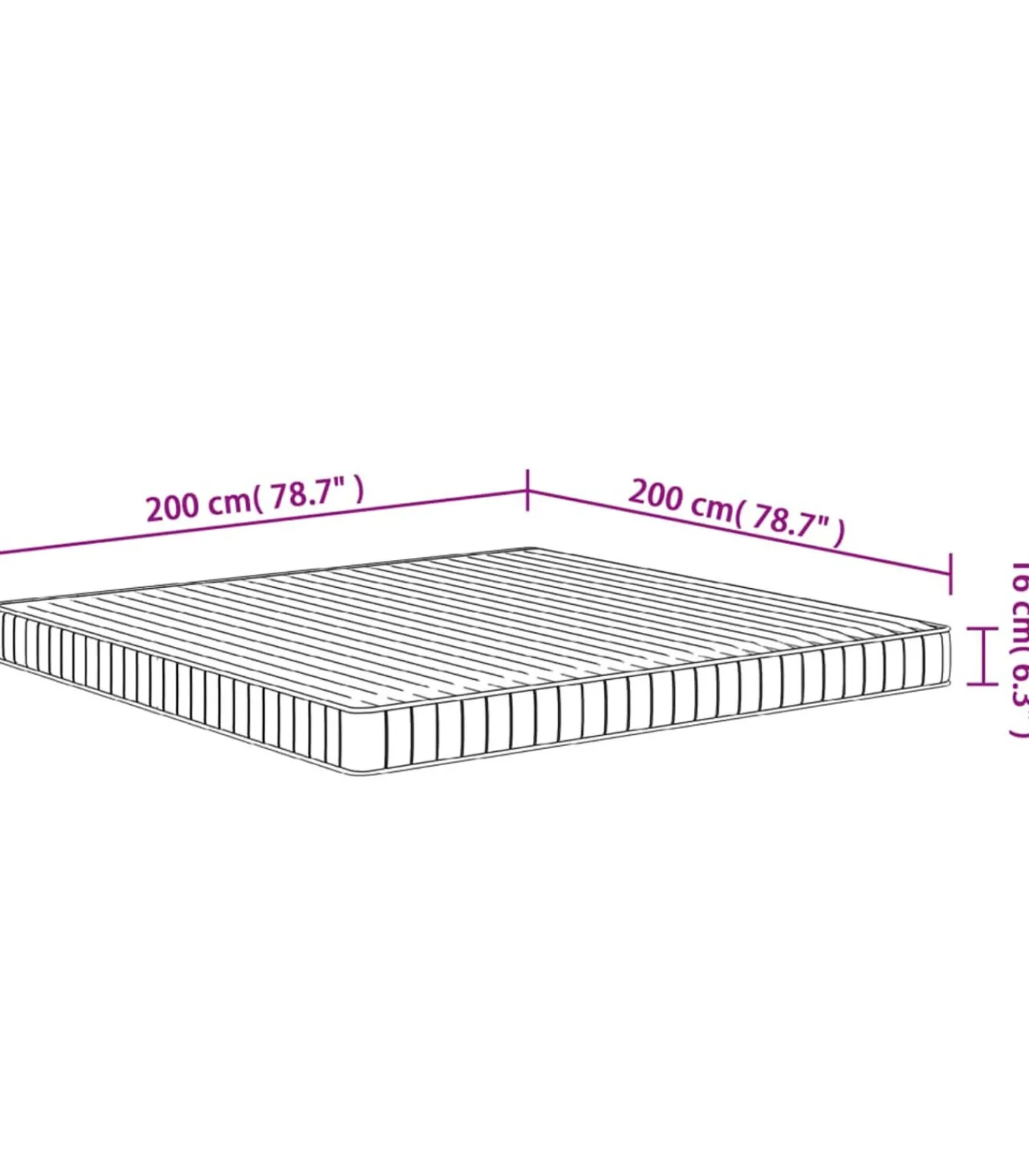 vidaXL Schuimmatras middelzacht 200x200 cm