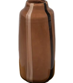 Selena Vaas Met Streep - Glas - Bruin - 35x18x18 Vazen