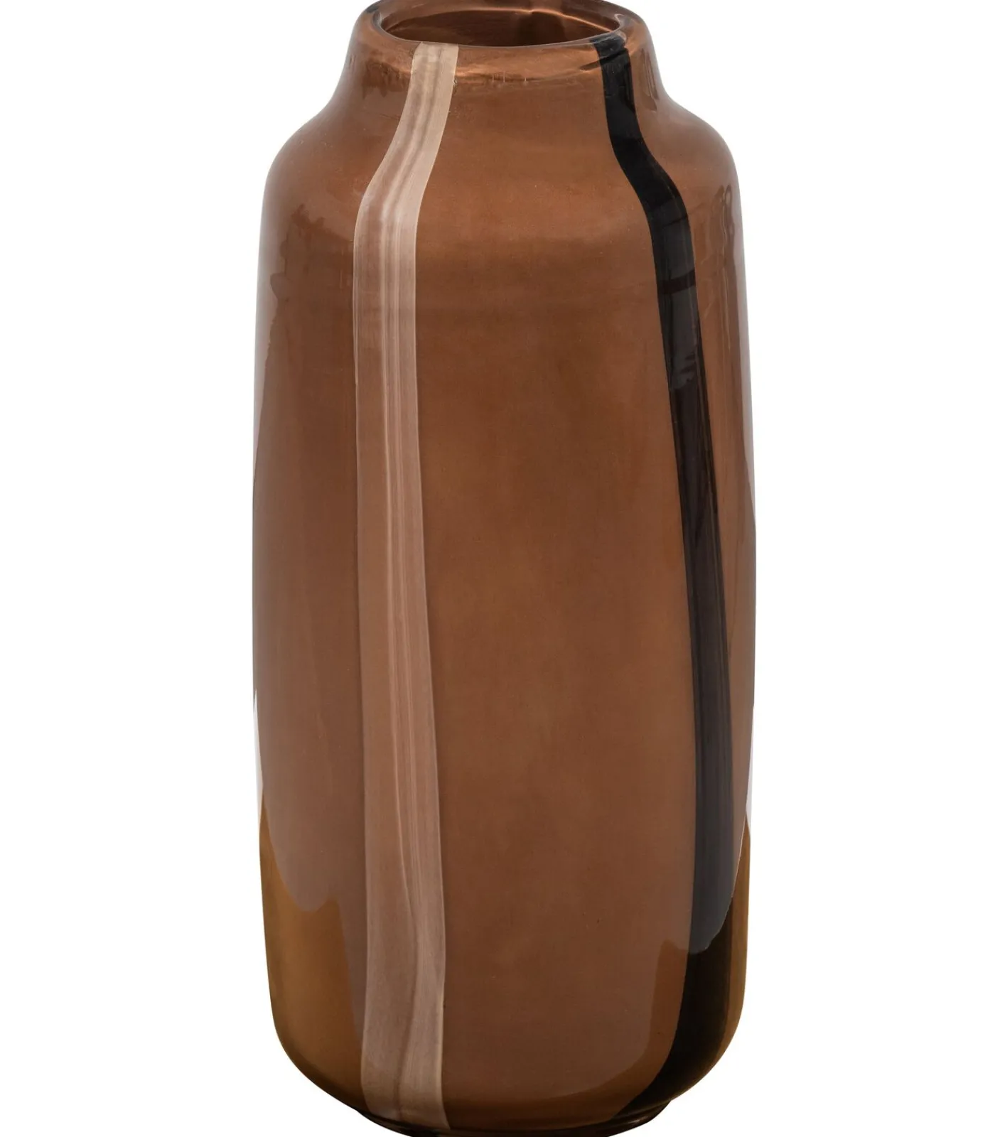 Selena Vaas Met Streep - Glas - Bruin - 35x18x18 Vazen