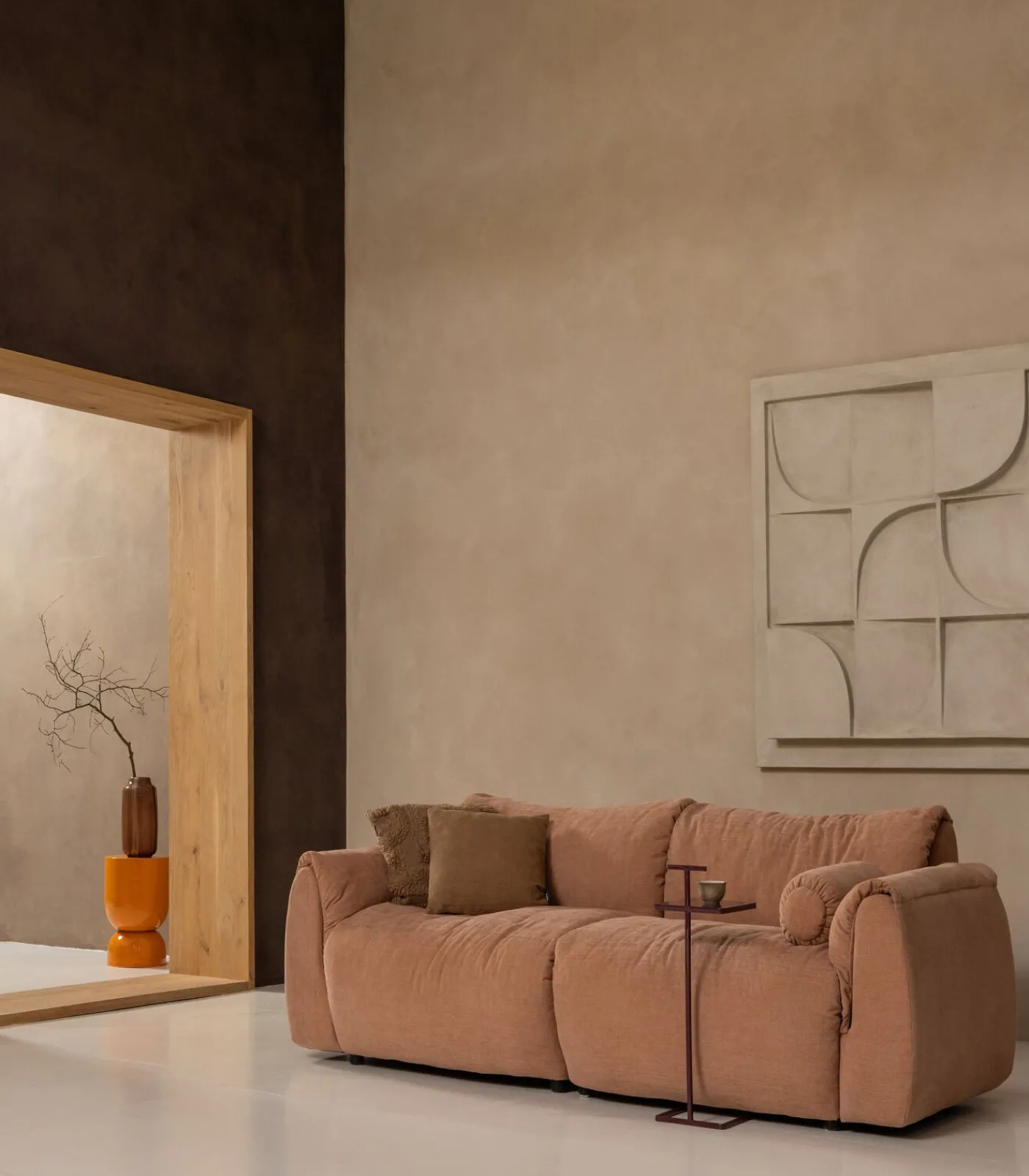 Selena Vaas Met Streep - Glas - Bruin - 35x18x18 Vazen