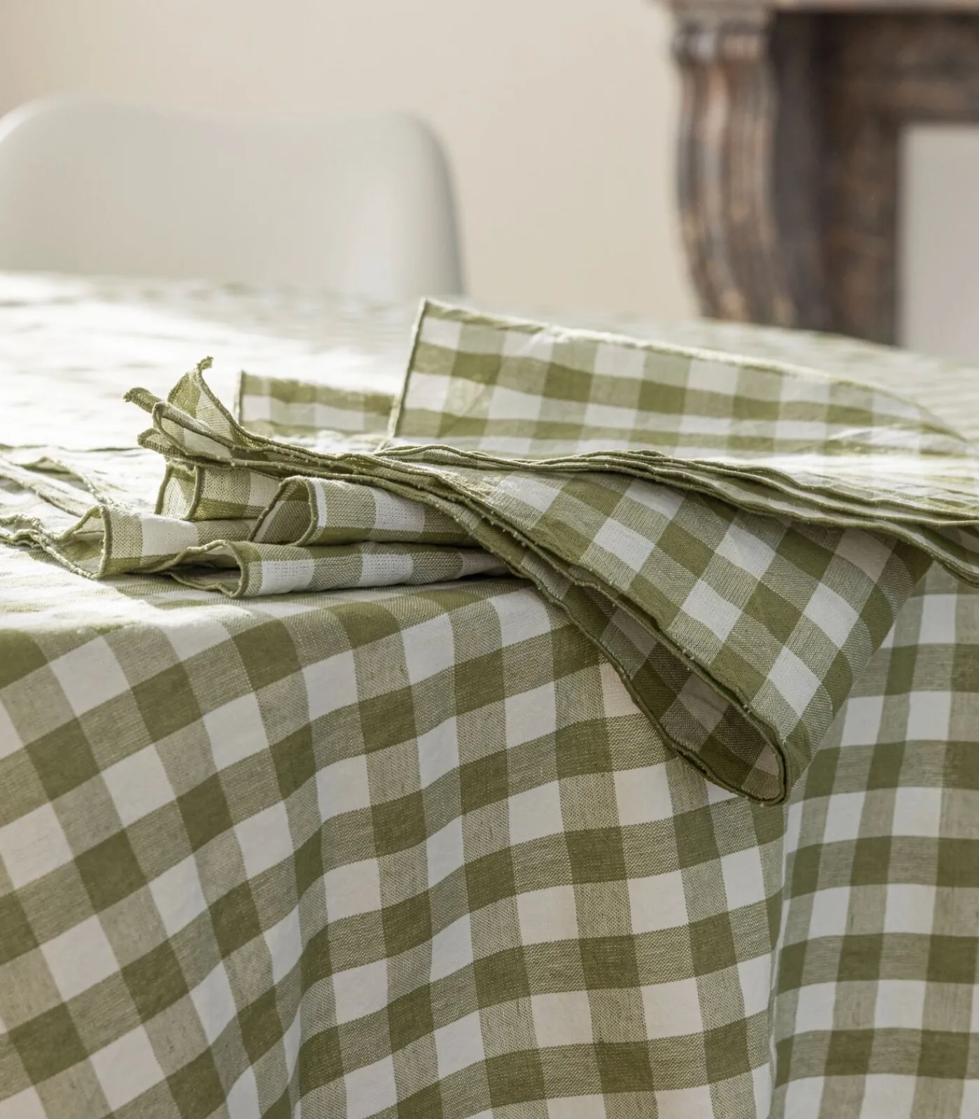 Blanc Cerise Servet van hennep en katoenmix, PASSION VICHY