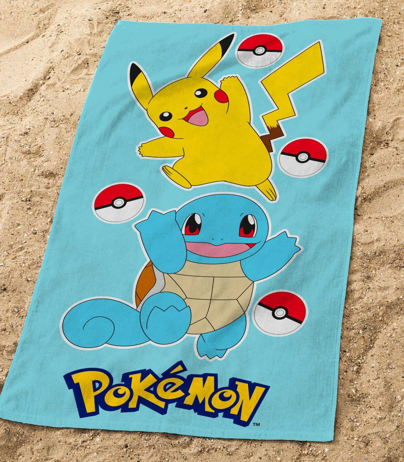 Set Badcape en Strandlaken bedrukt 100% Katoen, POKÉMON GRASS EN PORT Handdoeken