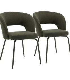 HAPPY GARDEN Set van 2 FLAVIA stoelen van groene lusstof