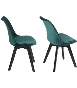 HAPPY GARDEN Set van 2 groene NORA fluwelen stoelen met kussen
