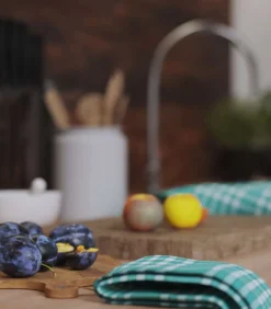 Linandelle Set van 2 grote katoenen geruite servetten NELLY