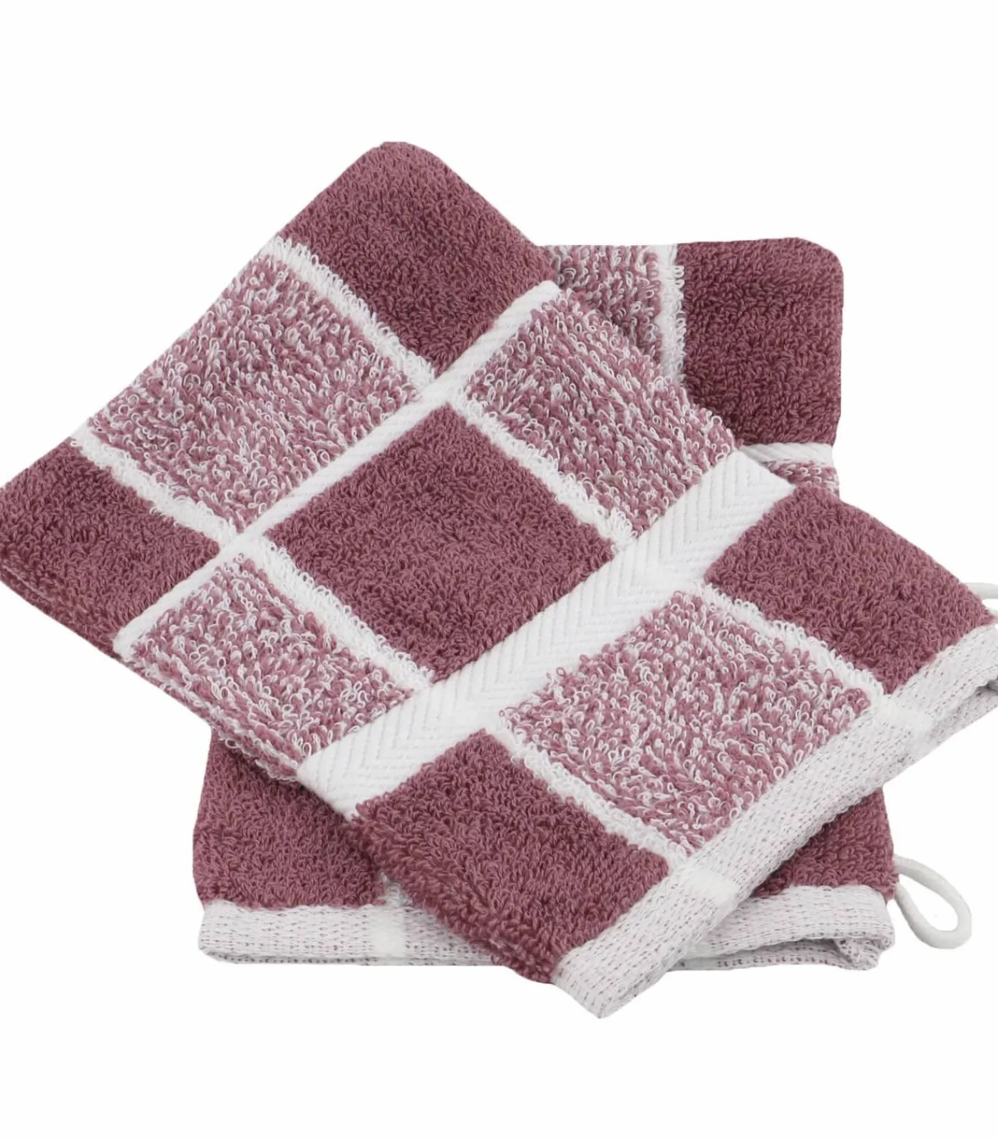 Online Set van 2 katoenen geruite washandjes 15x21 cm Washandjes