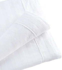 Linandelle Set van 2 luxe gestreepte kussenslopen in Wit katoensatijn 65x65 cm