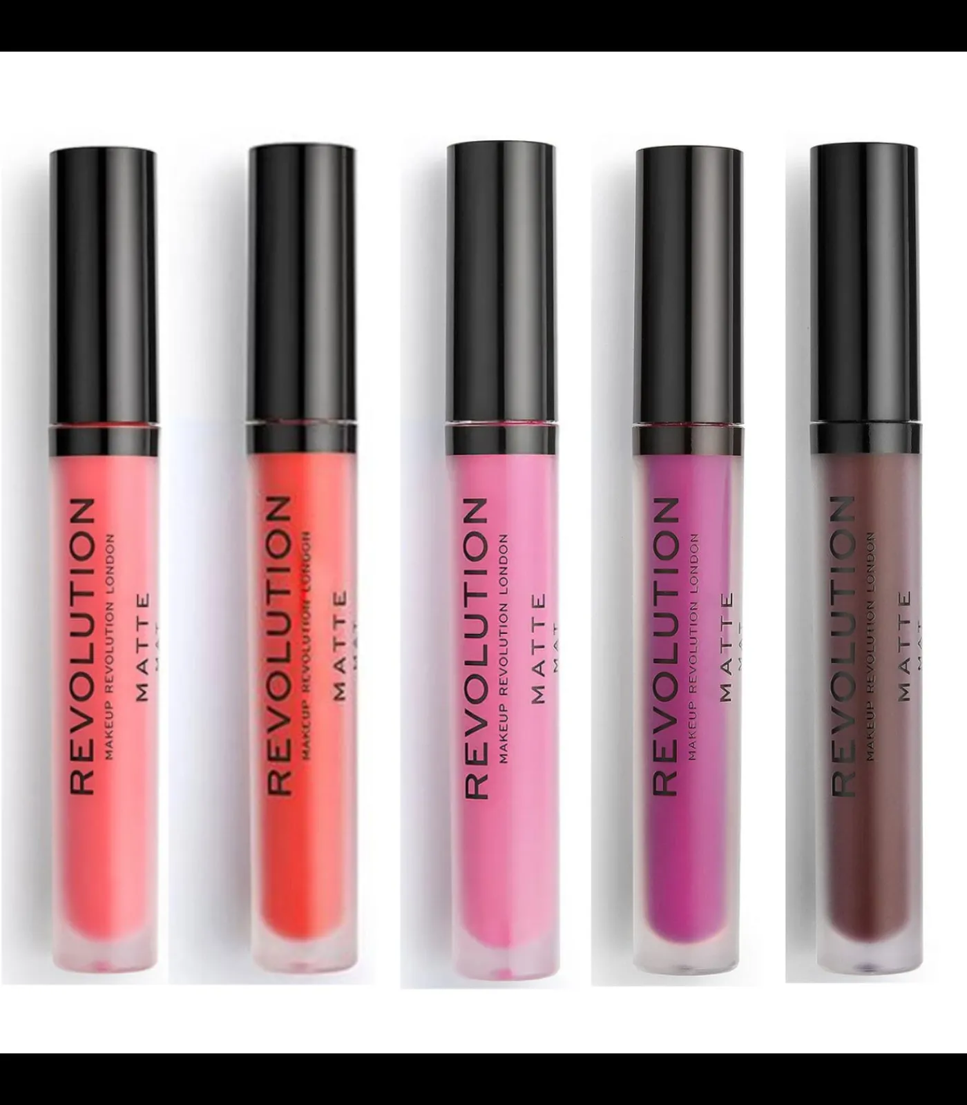 Revolution Set van 5 Matte Lipglosses - 130 Decadence/ 133 Destiny/ 148 Plum/ 145 Vixen/ 139 Cutie
