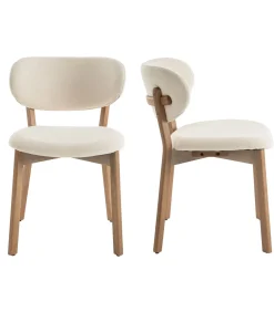 HAPPY GARDEN Set van 2 stoelen AURA beige lusstof en licht hout