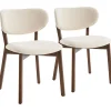 Discount Set van 2 stoelen AURA in donker hout en beige boucle stof Stoelen