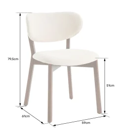 Discount Set van 2 stoelen AURA in donker hout en beige boucle stof Stoelen