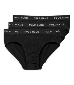 Heren Polo Club Set van drie zwarte slips met -detail