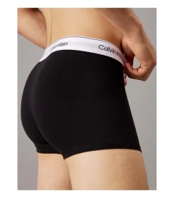 Heren Calvin Klein short 3 pack icon cotton stretch trunks grey heather / white /