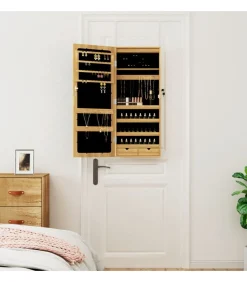 vidaXL Sieradenkast met spiegel en LED wandgemonteerd