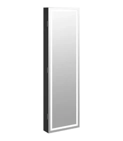 Sale Sieradenkast met spiegel en LED wandgemonteerd zwart Spiegels