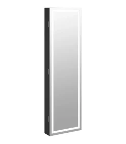 Sale Sieradenkast met spiegel en LED wandgemonteerd zwart Spiegels